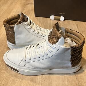 Gucci Python Skin High Top Sneakers GG White Brown CLEAN Logo 375084 Mens Size 8